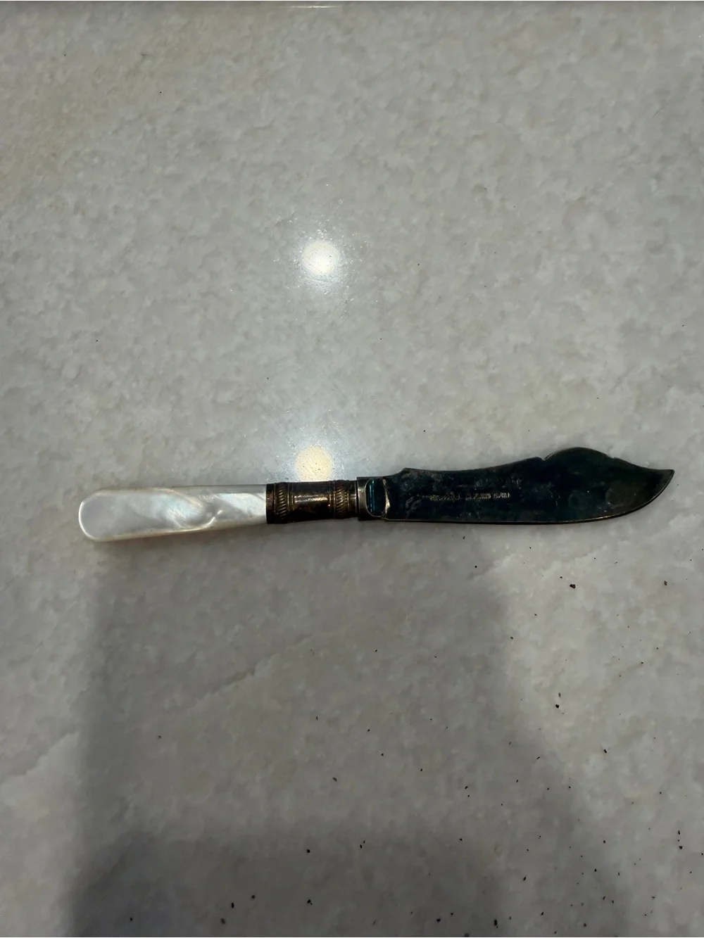 Vintage Mother-of-Pearl Handle silver plate Butter Knife